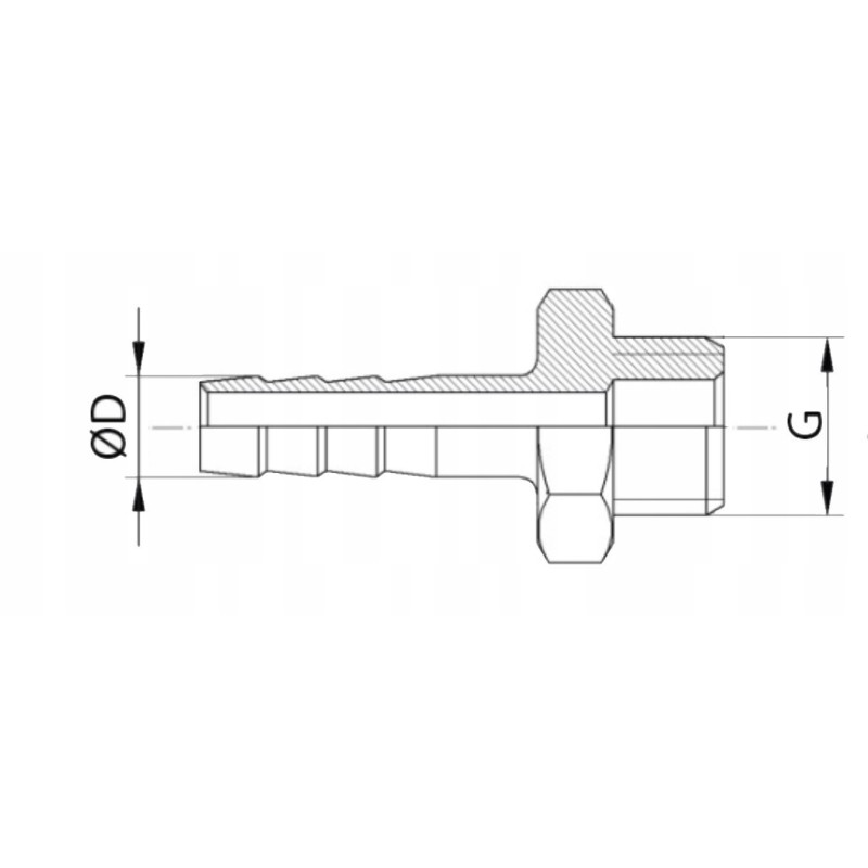 Złączka z króćcem do węża 6 mm i gwintem zewnętrznym 1/4"