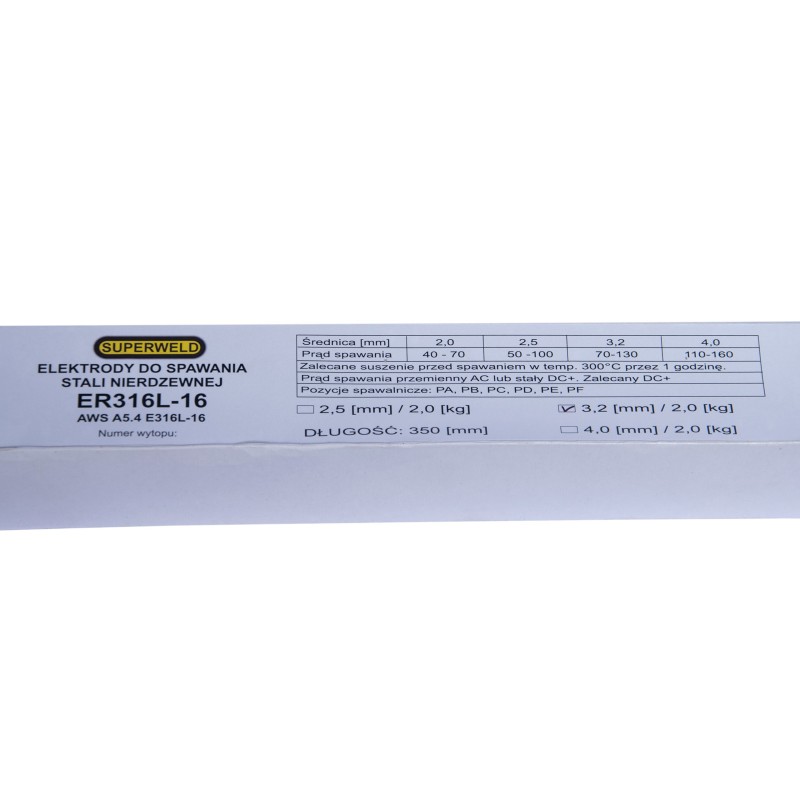 Elektrody do stal kwasoodpornej INOX 316L Ø2.5 2kg SUPERWELD