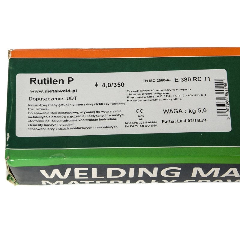ELEKTRODY RUTYLOWE METALWELD RUTILEN P 4,0X350 5KG