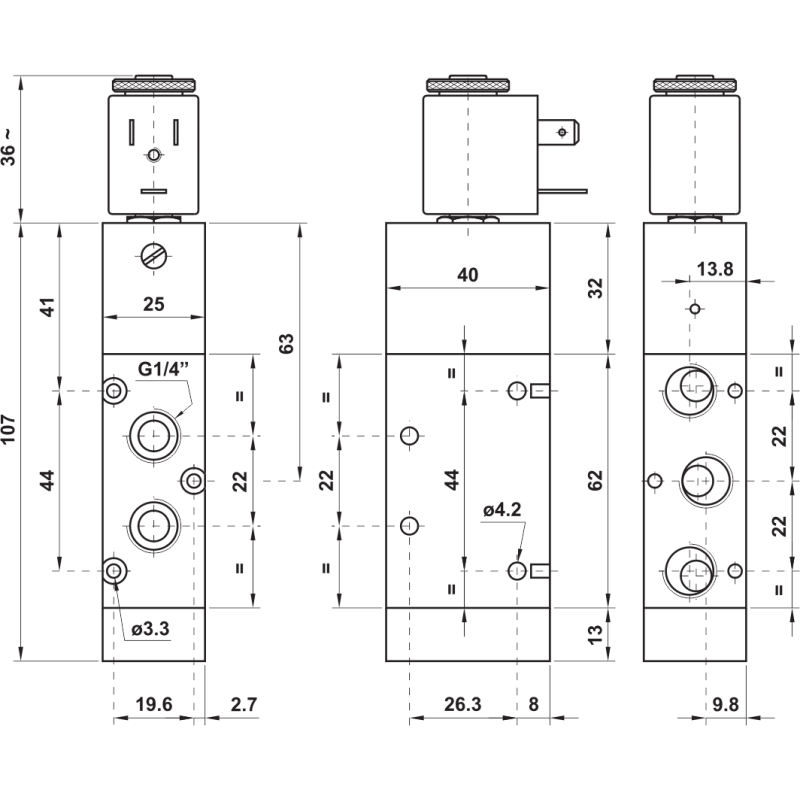 ELEKTROZAWÓR PNEUMATYCZNY 522 ME 5/2 G1/4 