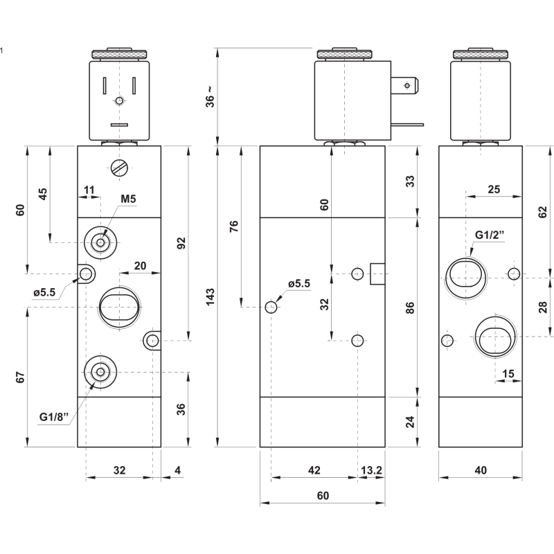 ELEKTROZAWÓR PNEUMATYCZNY 324 ME 3/2 G1/2 
