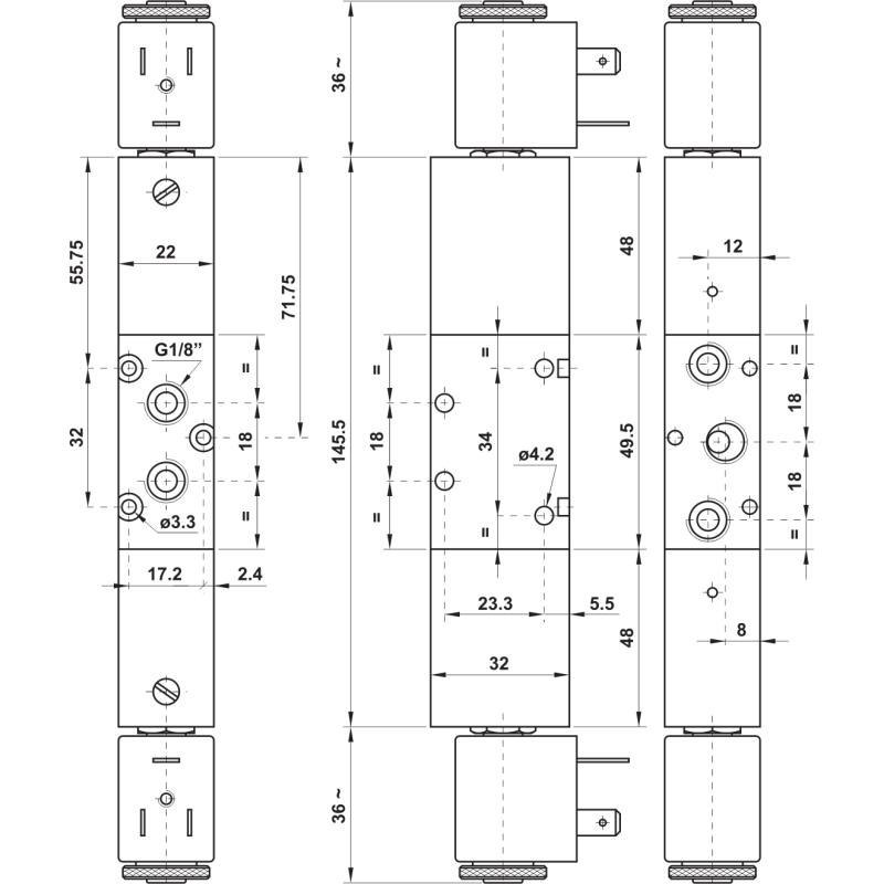 ELEKTROZAWÓR PNEUMATYCZNY 5213C EE 5/3 G1/8
