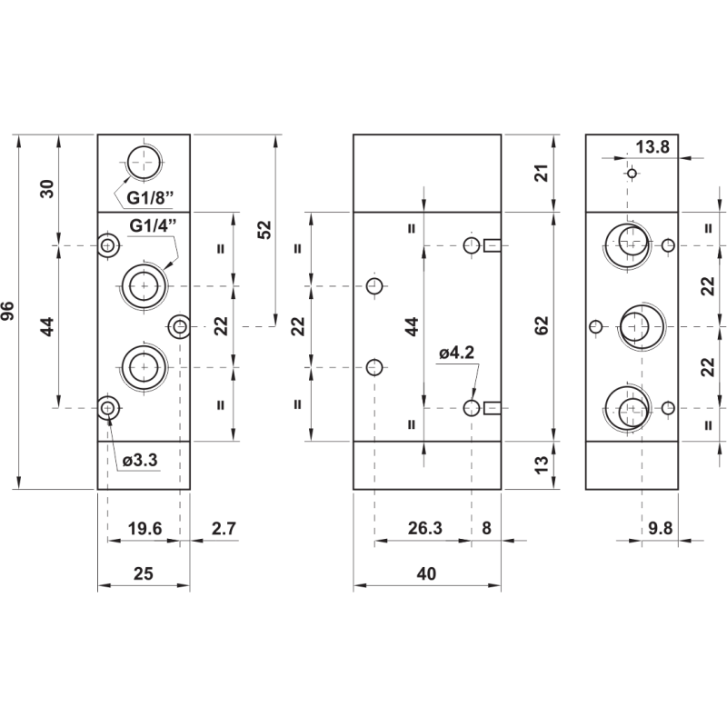 ZAWÓR PNEUMATYCZNY 522 MC 5/2 G1/4 STER. PNEUMAT.