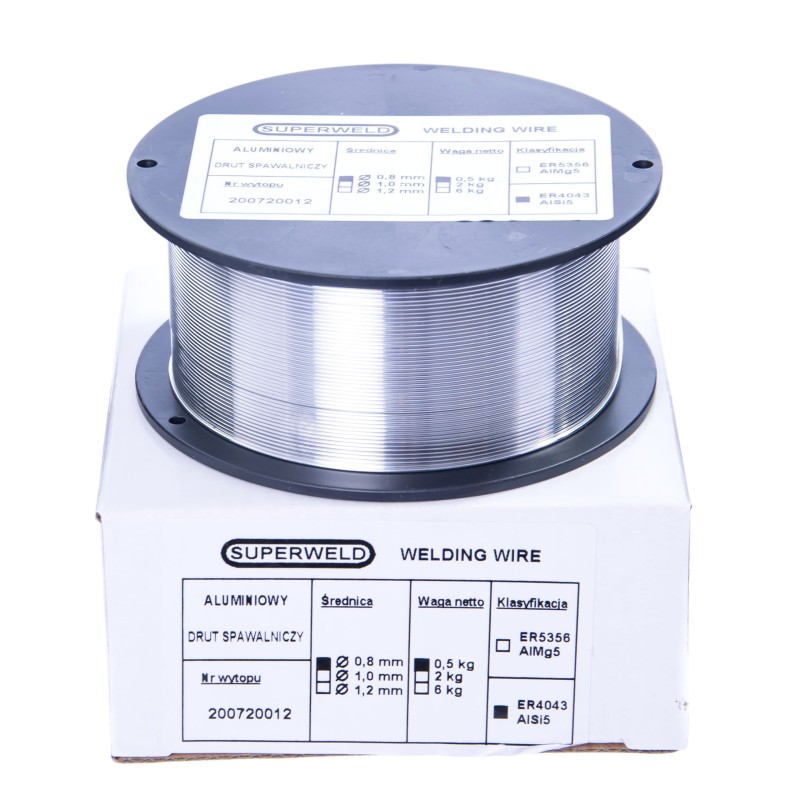 Drut spawalniczy MIG aluminiowy 4043 AlSi5 0,8mm 0,5kg SUPERWELD