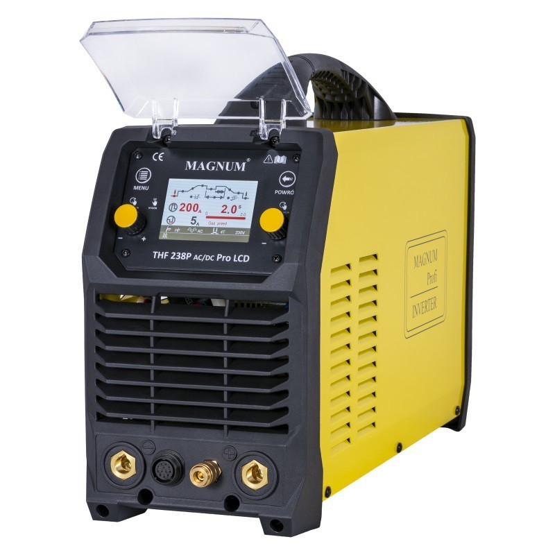 Spawarka inwertorowa TIG THF 238 LCD AC/DC PRO MAGNUM w zestawie uchwyt TIG z regulacją prądu spawania w rękojeści