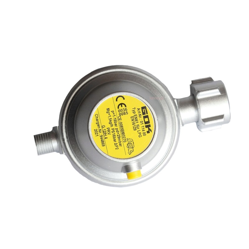 Reduktor gazu GOK GO0111400  kempingowy z zabezpieczeniem PRV GOK 1,5KG/H 