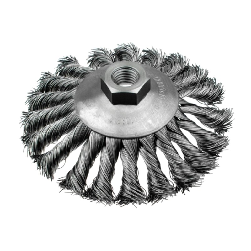 Szczotka stalowa tarczowa kontowa nakręcana 120mm Szczotpol 003-GKSI