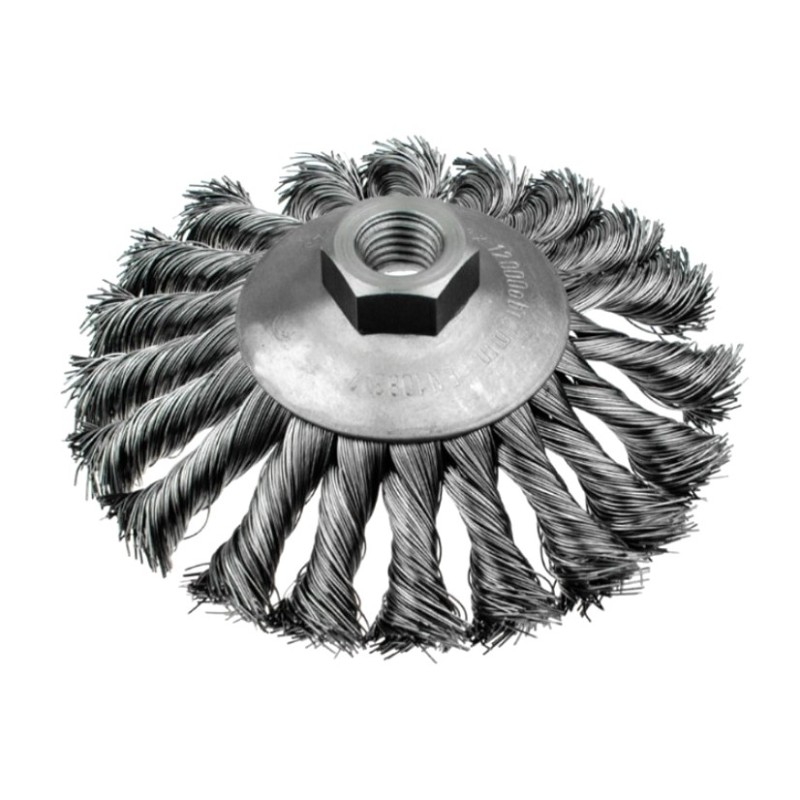 Szczotka stalowa tarczowa kontowa nakręcana 120mm Szczotpol 003-GKSI