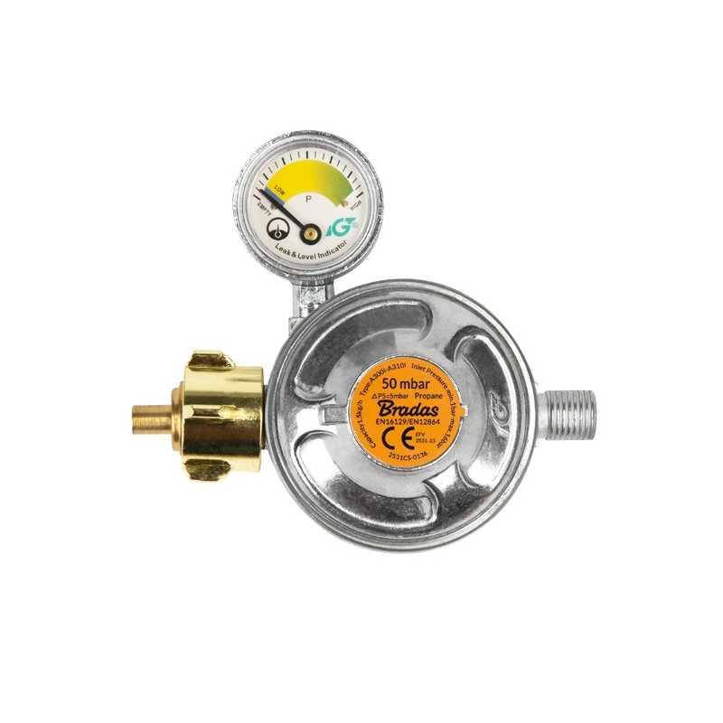 Reduktor gazowy Bradas 50 mbar 1,5 kg/h manometr