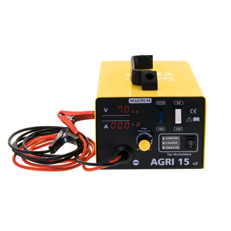 Prostownik inwerterowy MAGNUM AGRI 15 V2 6/12V 15A 230V PB/AGM-GEL/LiFePO4