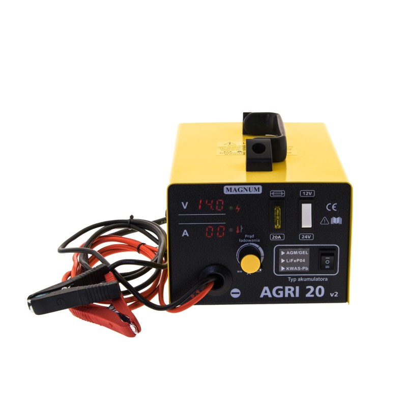 Prostownik inwerterowy MAGNUM AGRI 20 V2 12/24V 20A 230V PB/AGM-GEL/LiFePO4