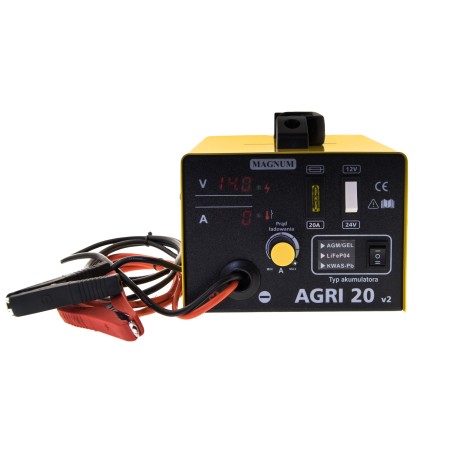Prostownik inwerterowy MAGNUM AGRI 20 V2 12/24V 20A 230V PB/AGM-GEL/LiFePO4