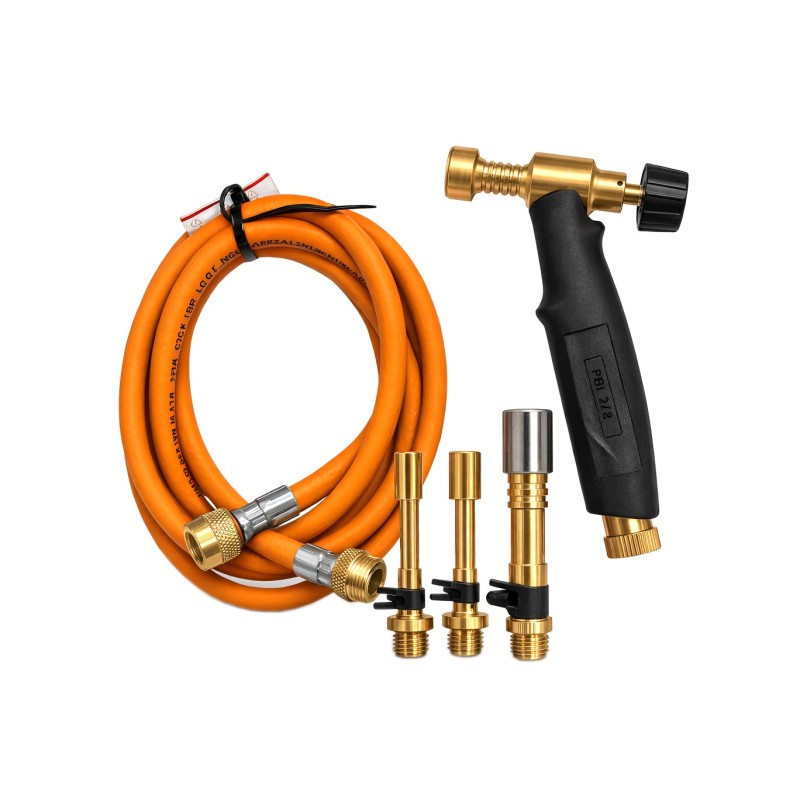 Palnik gazowy GLT-3 uniwersalny zestaw do lutowania 3 nasadki + wąż 2 m