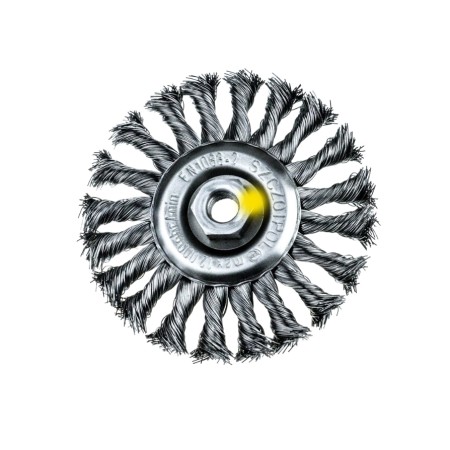 Szczotka stalowa tarczowa nakręcana 100mm Szczotpol splatana kwasoodporna
