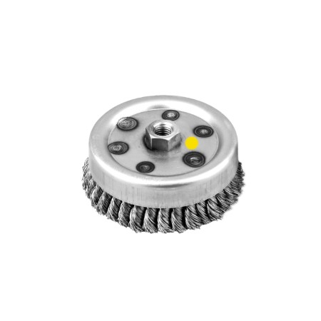 Szczotka doczołowa FI 120 mm z nakrętką M14 drut INOX splatany nierdzewna