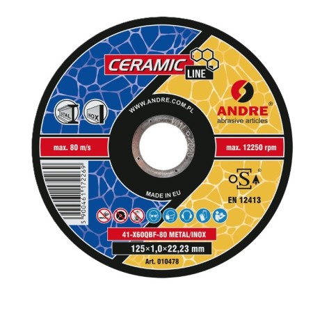 TARCZA DO CIĘCIA ANDRE 125x1 mm INOX ceramiczna