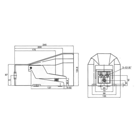 Zawór pneumatyczny nożny monostabilny z osłoną E F522C-08LB 5/2